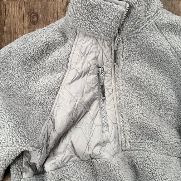 JoyLab Quarter Zip Cozy Sherpa Fleece Pullover with Pockets and Drawstring Cinch - Picture 4 of 7